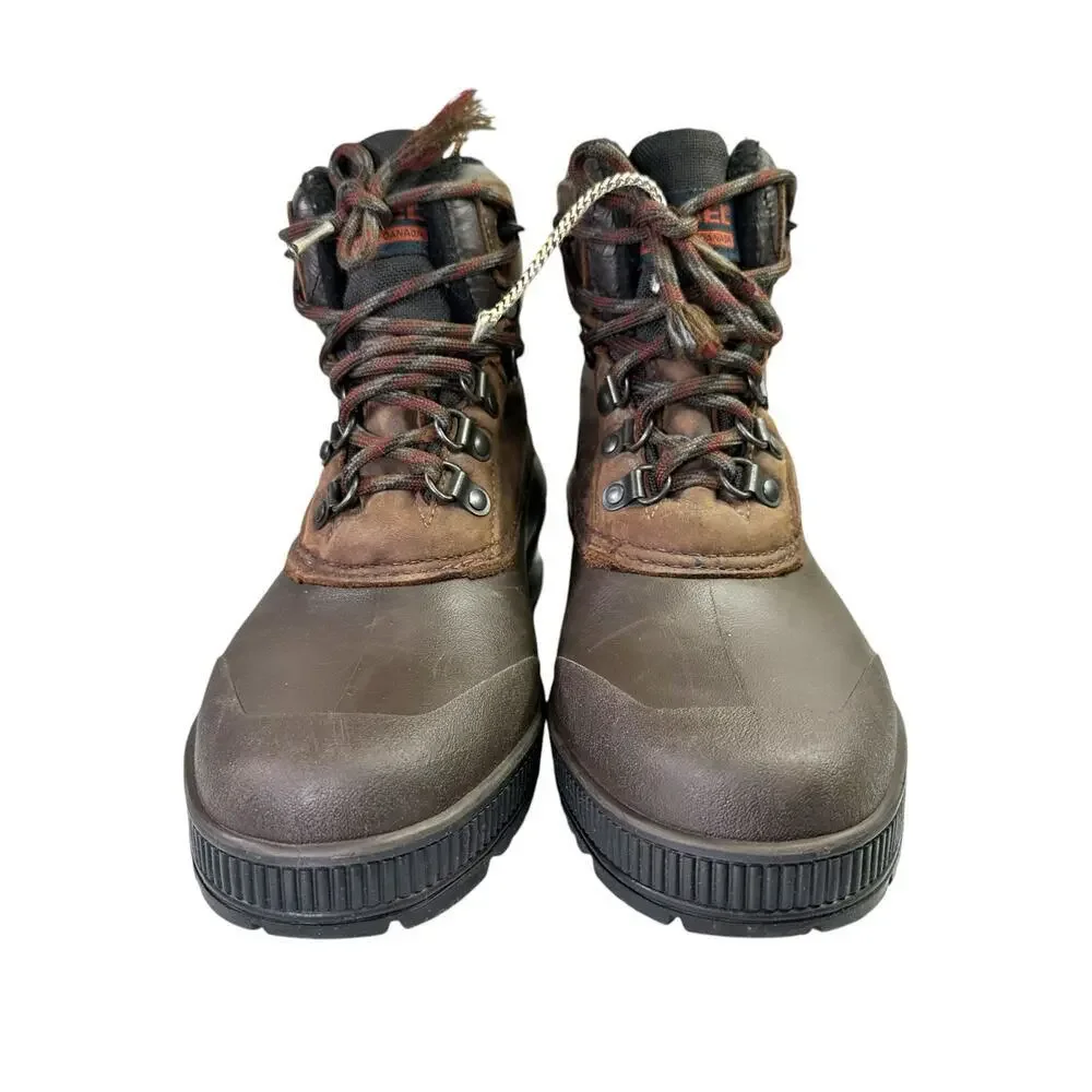 Sorel Kaufman Brown Leather Short Ankle Winter Felt Liner Boots Women 10